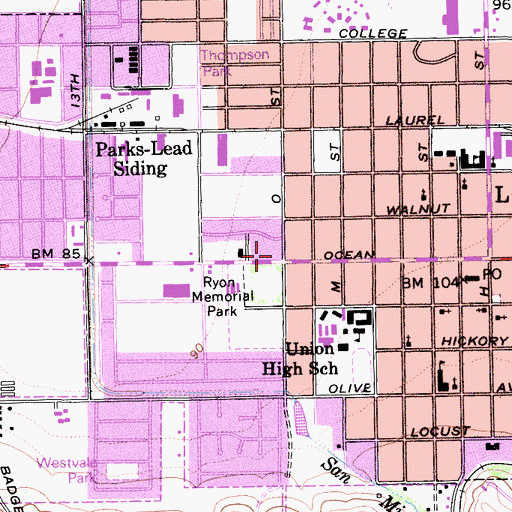 Topographic Map of Lompoc Post Office, CA
