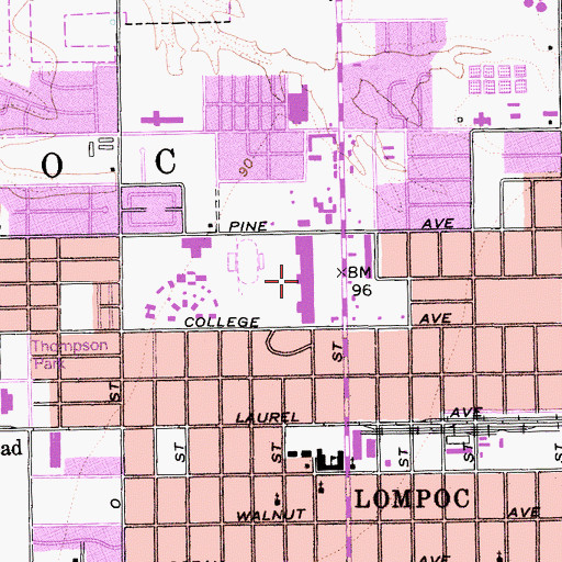 Topographic Map of Lompoc Shopping Center, CA