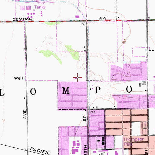 Topographic Map of North Avenue Baptist Church, CA