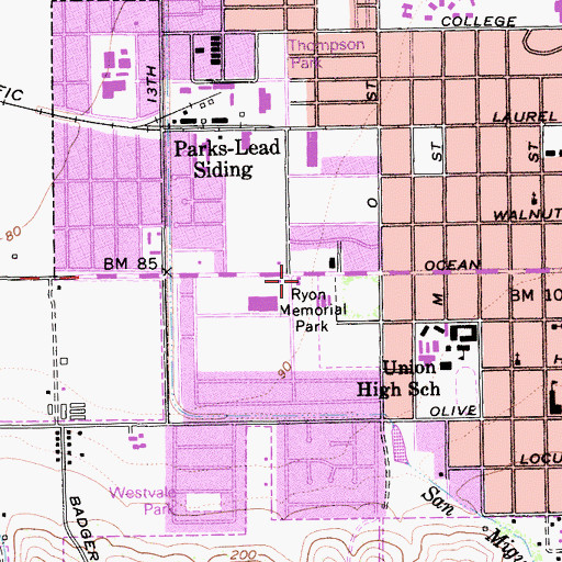 Topographic Map of Peace Lutheran Church, CA