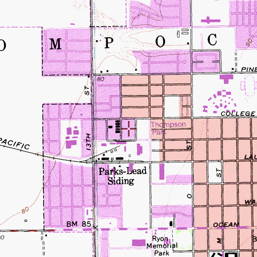 Topographic Map of Thompson Park, CA
