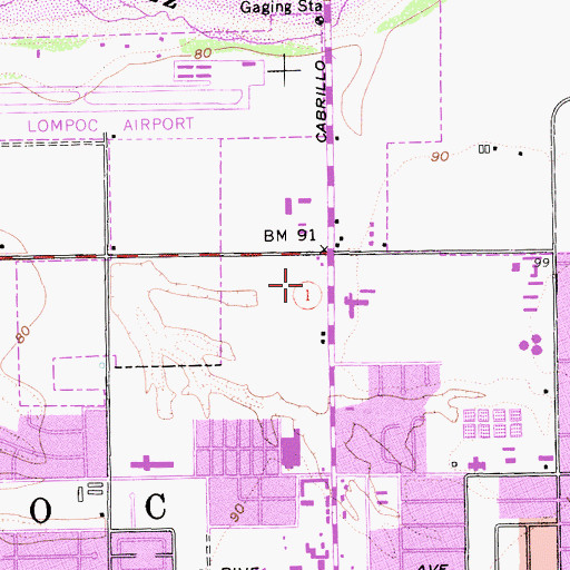 Topographic Map of Vons Shopping Center, CA