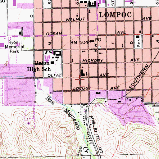 Topographic Map of Apostolic Assembly of the Faith in Christ Jesus Church, CA