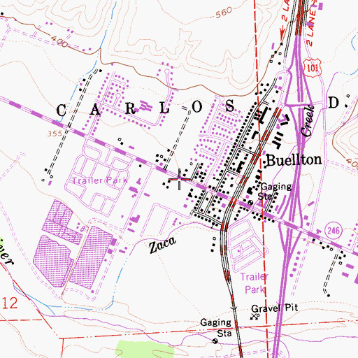 Topographic Map of Buellton Library, CA