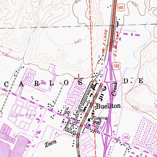 Topographic Map of Buellton Park, CA