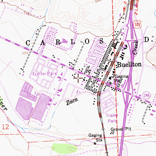 Topographic Map of Buellton Post Office, CA