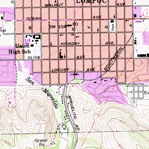 Topographic Map of Calvary Chapel of Lompoc, CA