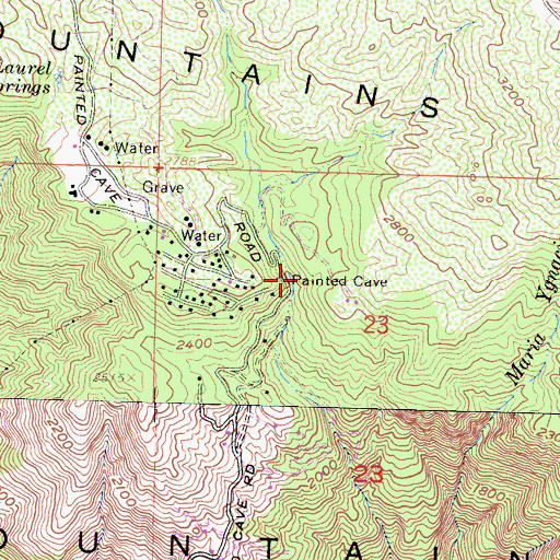 Topographic Map of Chumash Painted Cave State Historic Park, CA