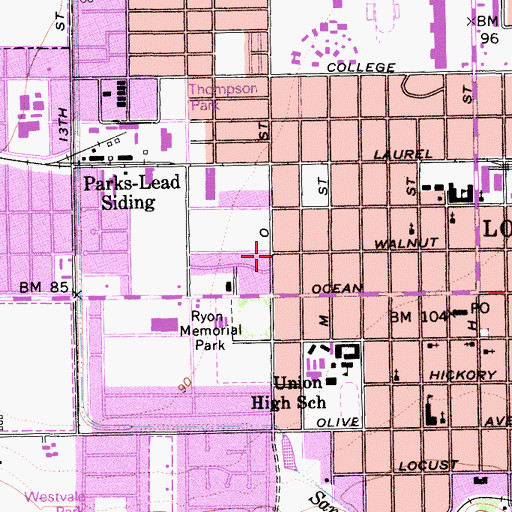 Topographic Map of Church of Christ, CA