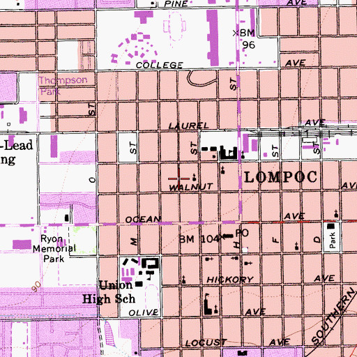 Topographic Map of First Assembly of God Church, CA
