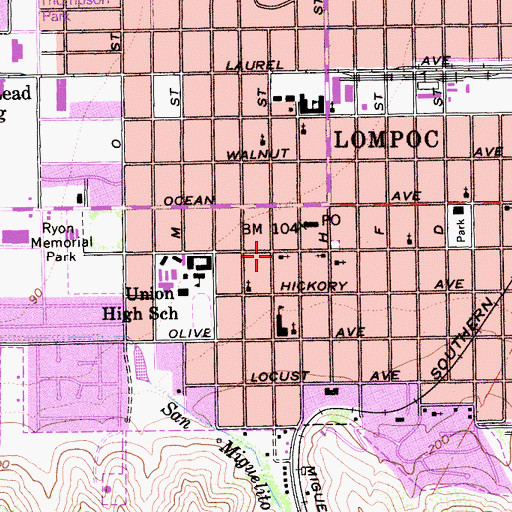 Topographic Map of First Baptist Church, CA
