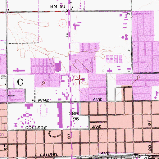 Topographic Map of First United Methodist Church, CA