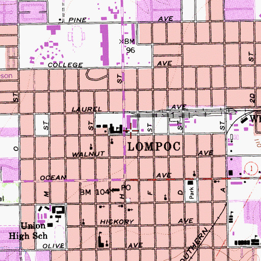 Topographic Map of Gospel Lighthouse United Pentecostal Church, CA
