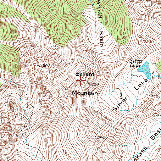 Topographic Map of Ballard Mountain, CO