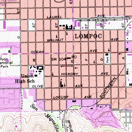 Topographic Map of Grace Temple Missionary Baptist Church, CA