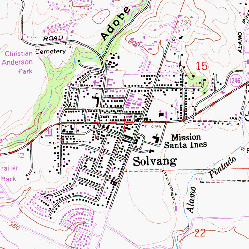 Topographic Map of Hans Christian Anderson Museum, CA