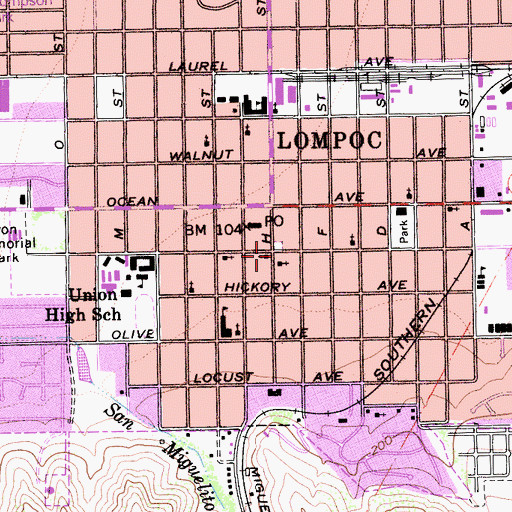 Topographic Map of Lompoc Museum Associates Research Library, CA