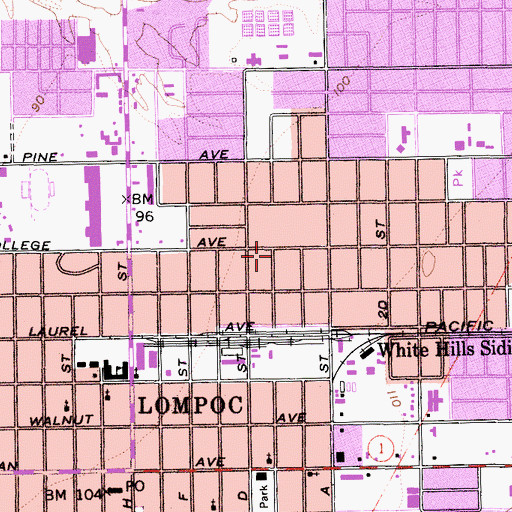 Topographic Map of Lompoc Valley Baptist Church, CA