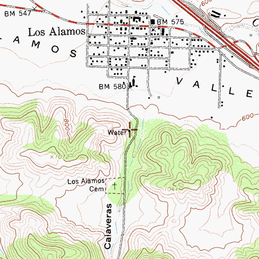 Topographic Map of Los Alamos County Park, CA