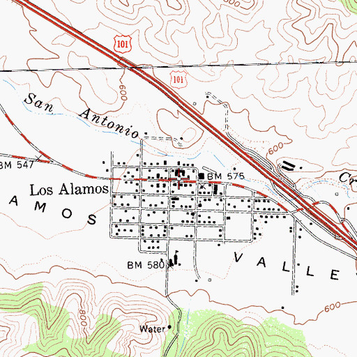 Topographic Map of Los Alamos Post Office, CA