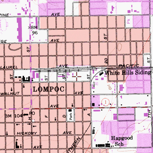 Topographic Map of Manville Park, CA