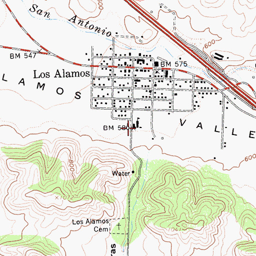 Topographic Map of Olga Reed Elementary School, CA