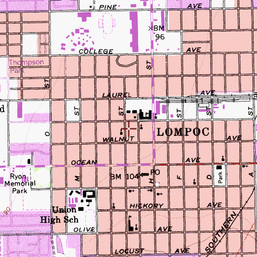 Topographic Map of Saint James Missionary Baptist Church, CA