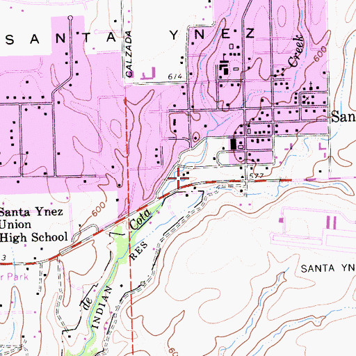 Topographic Map of Santa Ynez County Park, CA
