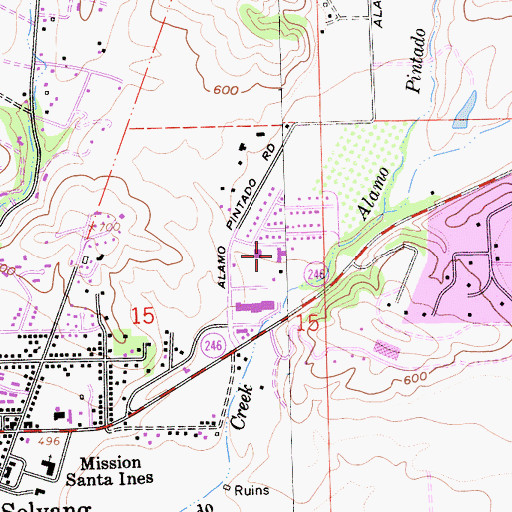Topographic Map of Santa Ynez Valley Cottage Hospital, CA