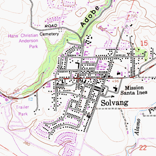 Topographic Map of Solvang Chamber of Commerce, CA