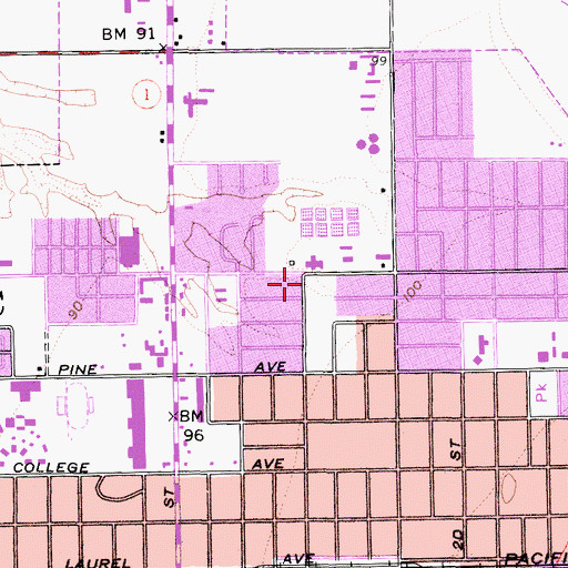 Topographic Map of Trinity Church of the Nazarene, CA