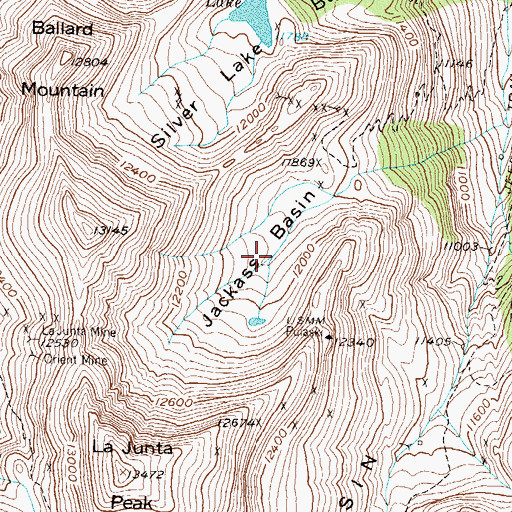 Topographic Map of Jackass Basin, CO