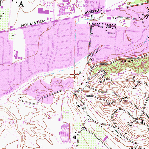 Topographic Map of Cathedral Oaks Fire Administrative Center, CA