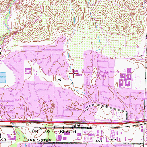 Topographic Map of Santa Barbara Montessori School, CA