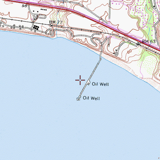 Topographic Map of Ellwood Oil Fields, CA