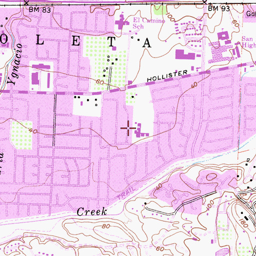 Topographic Map of Hollister Elementary School, CA