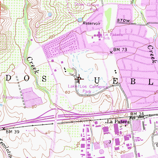 Topographic Map of Lake Los Carneros, CA