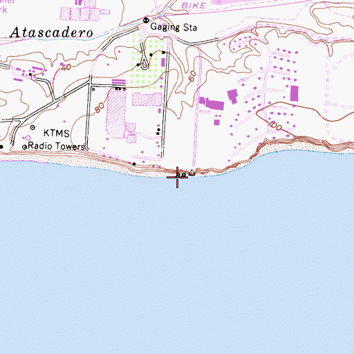 Topographic Map of More Mesa Beach, CA
