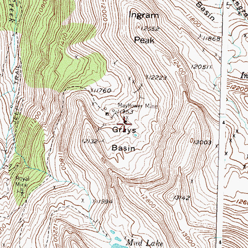Topographic Map of Grays Basin, CO