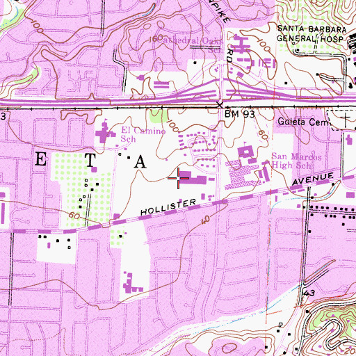 Topographic Map of Turnpike Shopping Center, CA