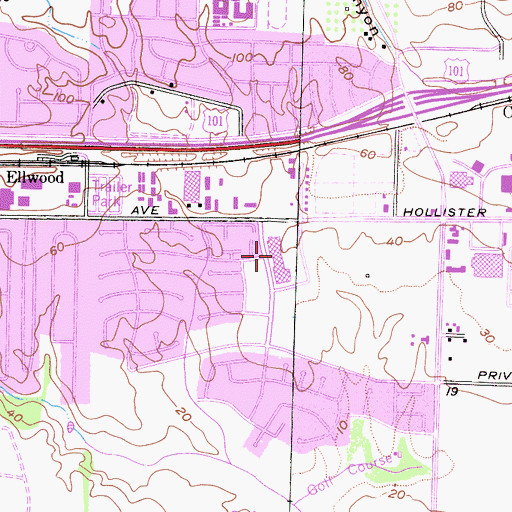 Topographic Map of University Plaza Shopping Center, CA