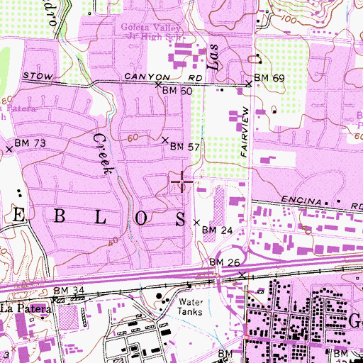 Topographic Map of Goleta Presbyterian Church, CA