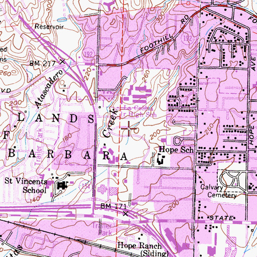 Topographic Map of Los Robles Park, CA