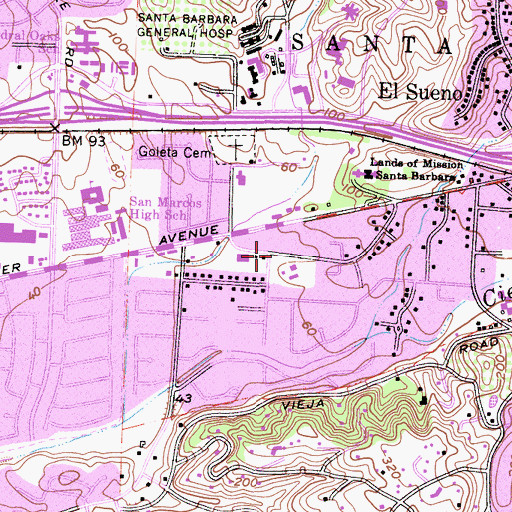 Topographic Map of Saint Andrews Presbyterian Church, CA