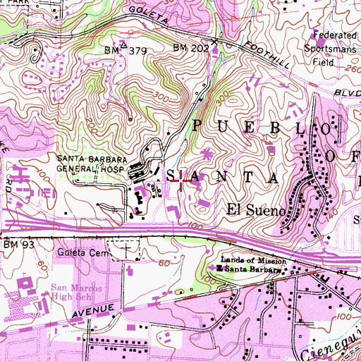 Topographic Map of Santa Barbara County Jail, CA