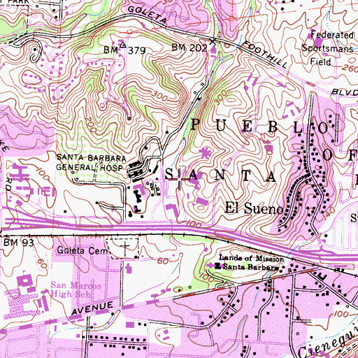 Topographic Map of Santa Barbara County Jail, CA