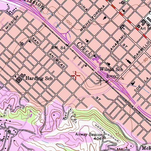 Topographic Map of Bohnett Park, CA