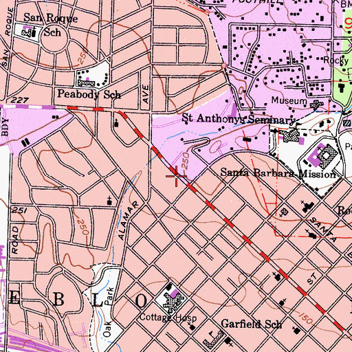 Topographic Map of First Presbyterian Church, CA