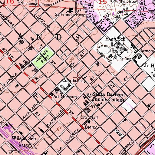 Topographic Map of Greater Hope Baptist Church, CA