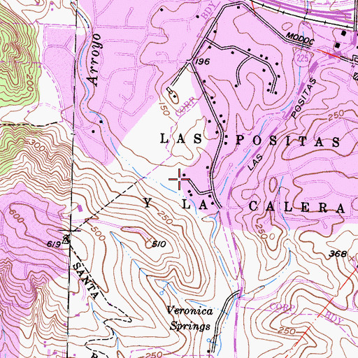 Topographic Map of Hillside House, CA
